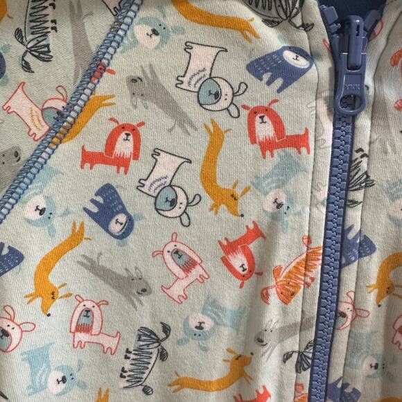 Zutano Unisex Reversible Blue/ Dogs Zip Up Jacket, EUC, Sz 4T (4C) - Picture 5 of 8